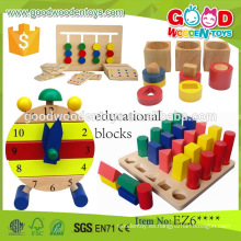 El bloque de madera del juguete del colorfull de la alta calidad de EN71 / ASTM OEM / ODM embroma los bloques educativos